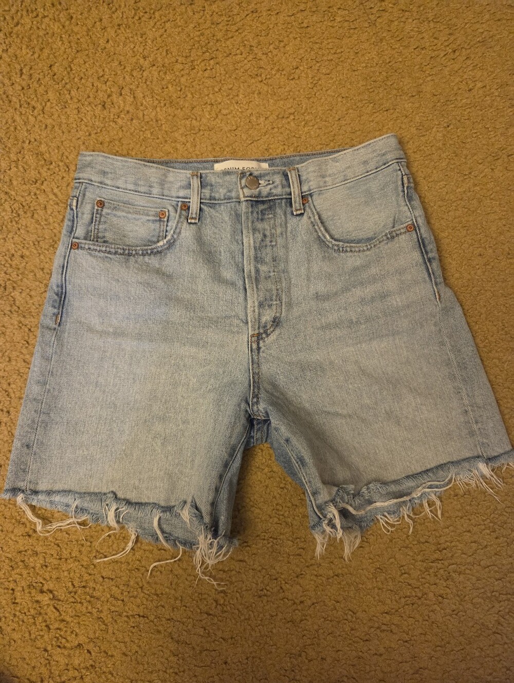 Denim Forum Light Blue Frayed Hem Jean Shorts